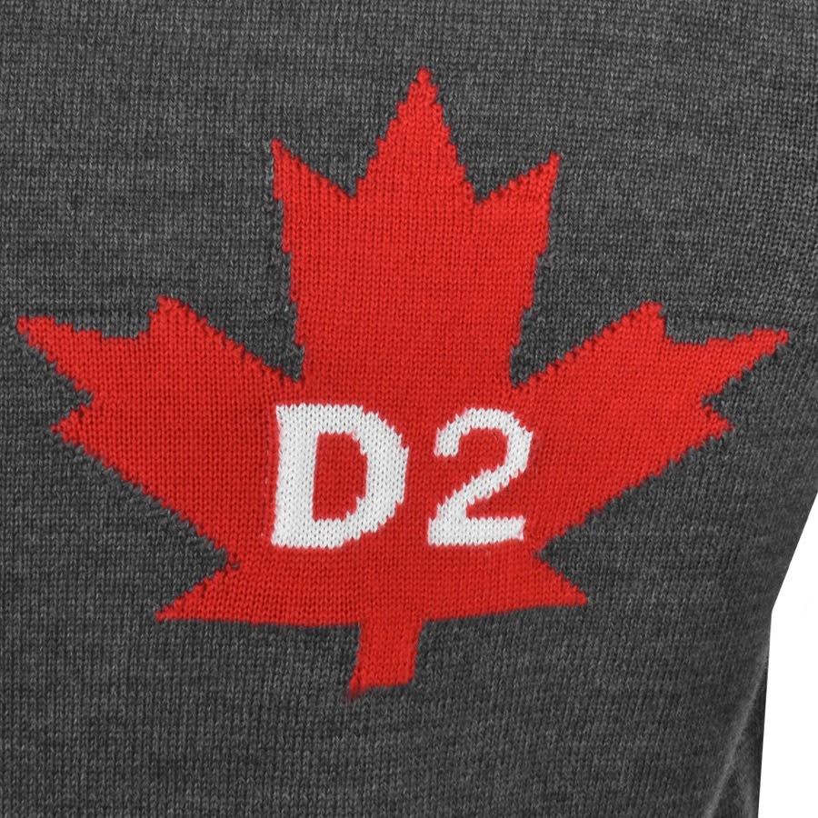 Image number 3 for DSQUARED2 D2 Leaf Knit Jumper Grey