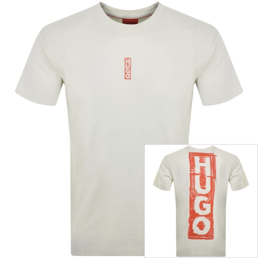 Image number 1 for HUGO Danden Crew Neck T Shirt Beige