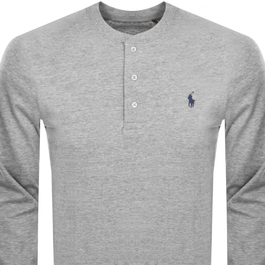Image number 2 for Ralph Lauren Henley Long Sleeved T Shirt Grey