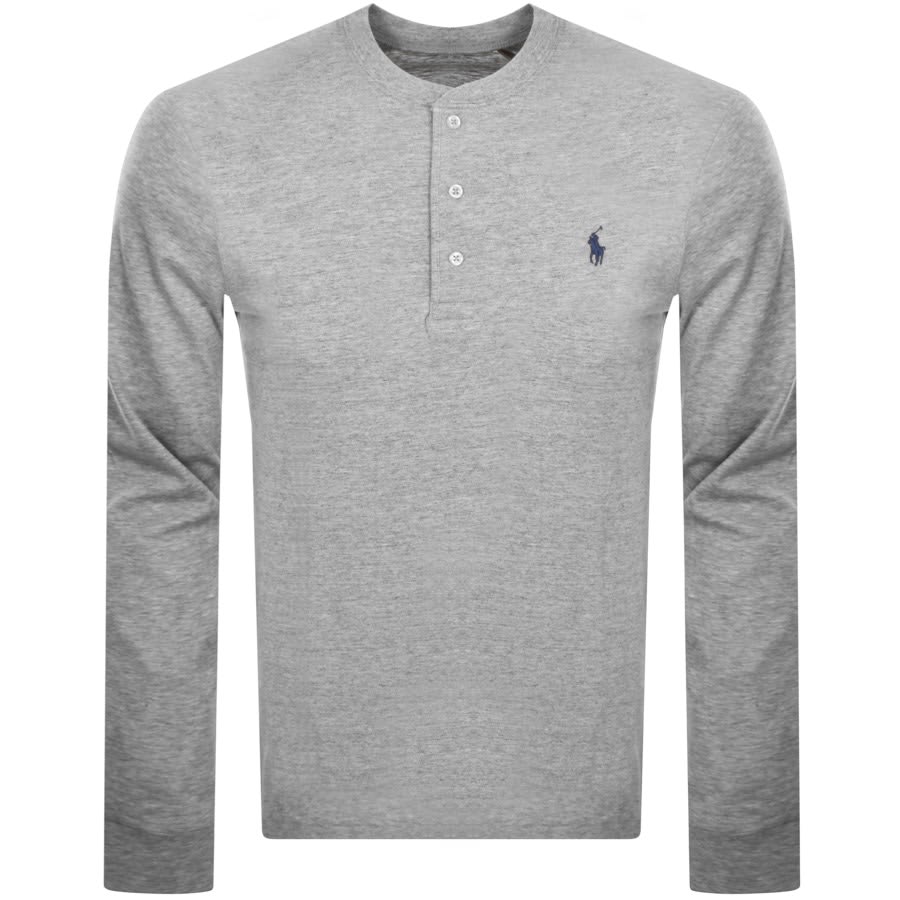 Image number 1 for Ralph Lauren Henley Long Sleeved T Shirt Grey