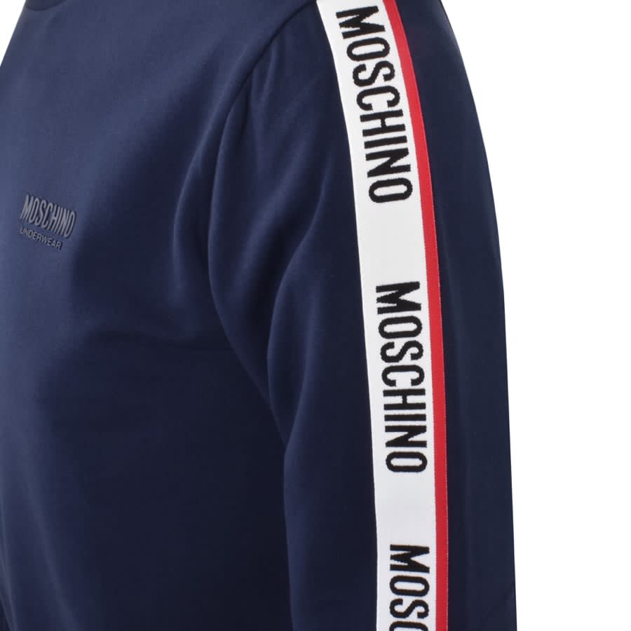 Image number 3 for Moschino Logo Tape Hoodie Navy
