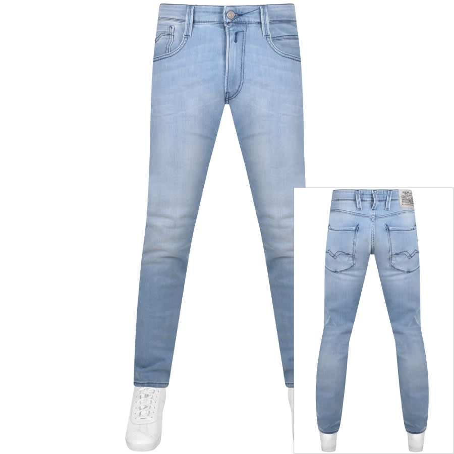 Image number 1 for Replay Anbass Jeans Light Wash Blue