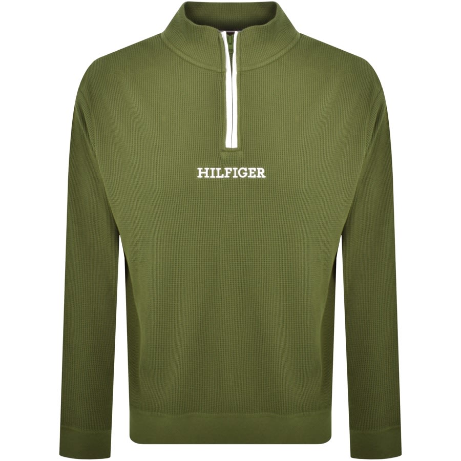 Image number 1 for Tommy Hilfiger Lounge Half Zip Sweatshirt Green