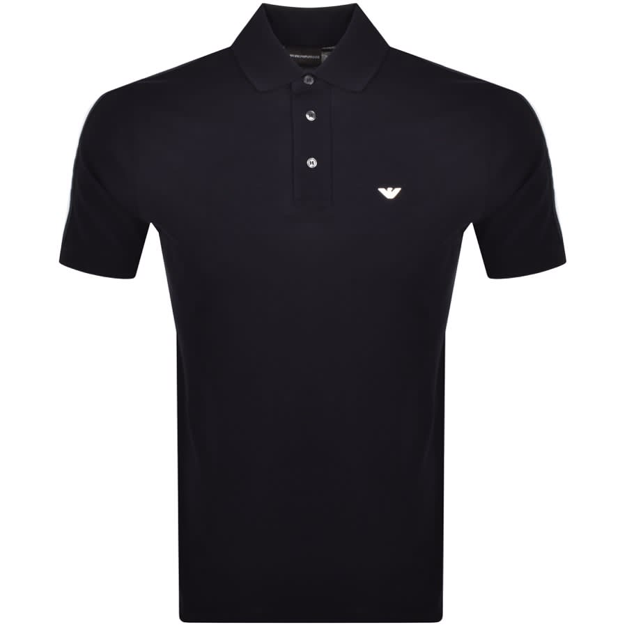 Image number 2 for Emporio Armani Tape Polo T Shirt Navy