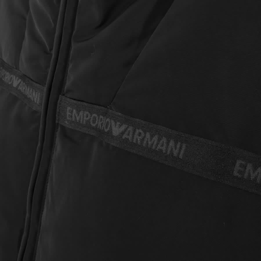 Emporio armani black jacquard puffa jacket top