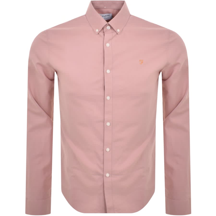 Image number 1 for Farah Vintage Brewer Long Sleeve Shirt Pink