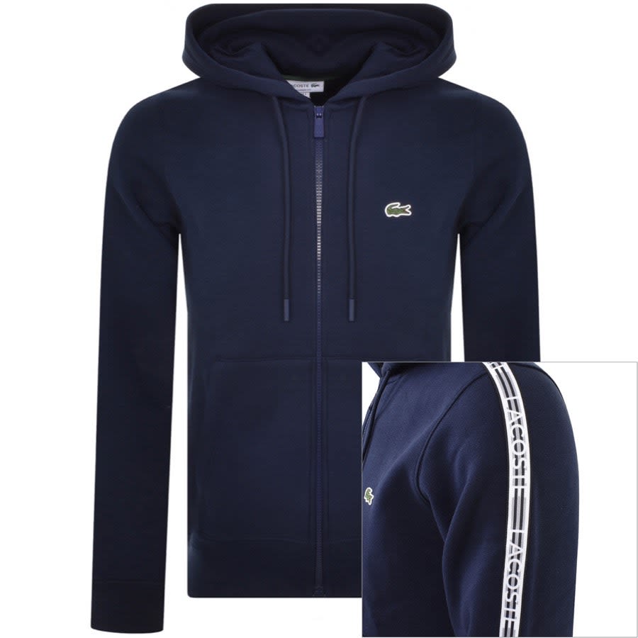 Image number 1 for Lacoste Tape Full Zip Hoodie Navy