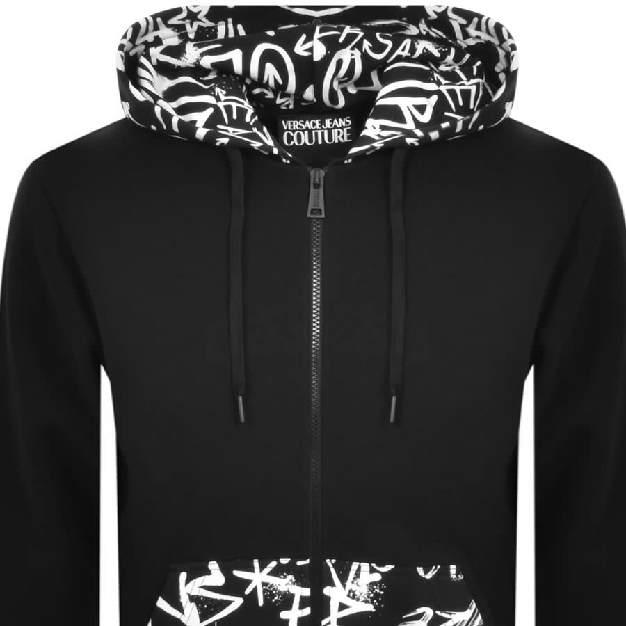 Image number 2 for Versace Jeans Couture Graffiti Print Hoodie Black