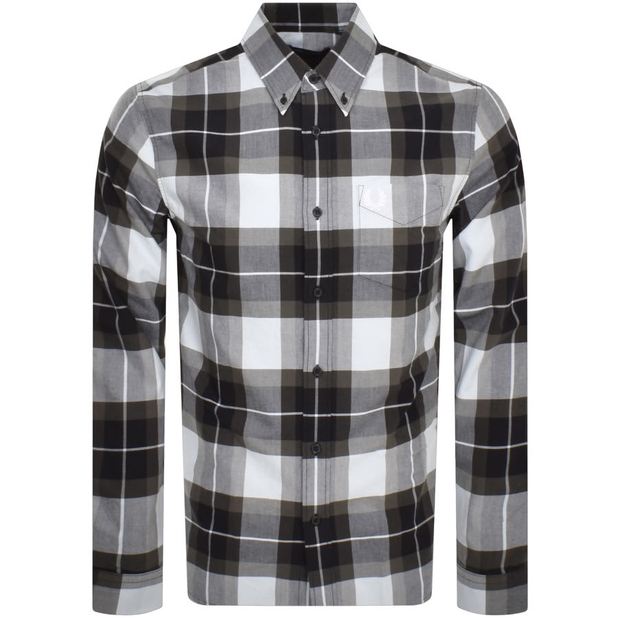 Image number 1 for Fred Perry Long Sleeved Tartan Shirt Blue