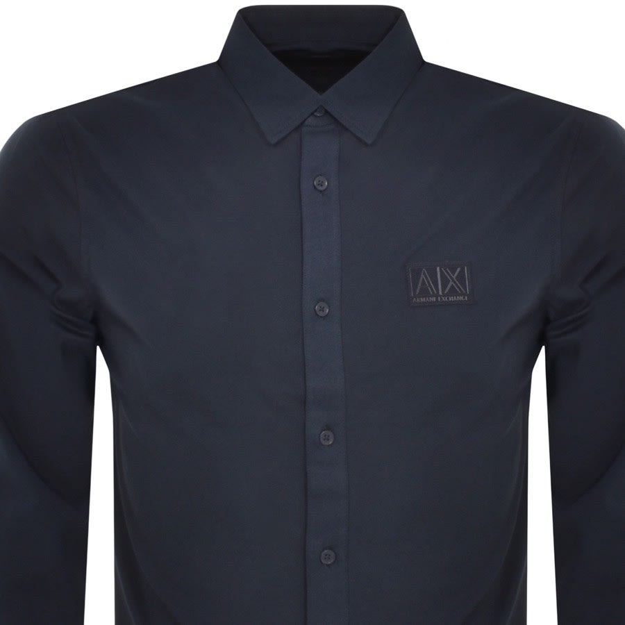 Image number 2 for Armani Exchange Long Sleeve Shirt Navy