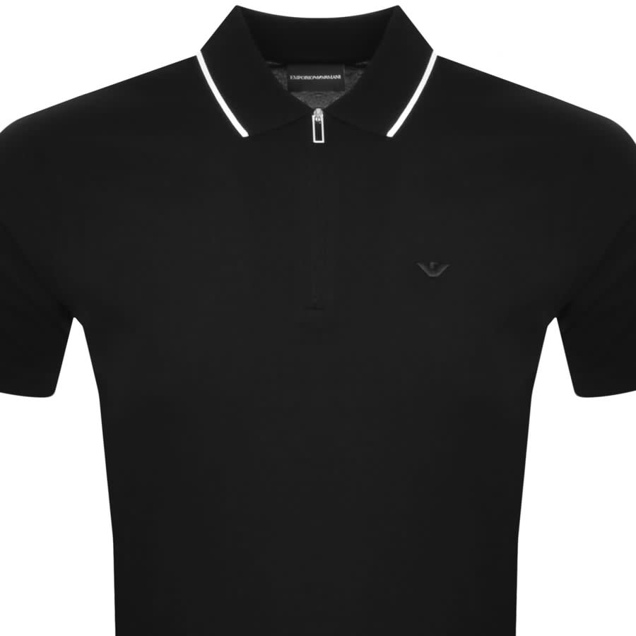 Image number 2 for Emporio Armani Half Zip Logo Polo T Shirt Black
