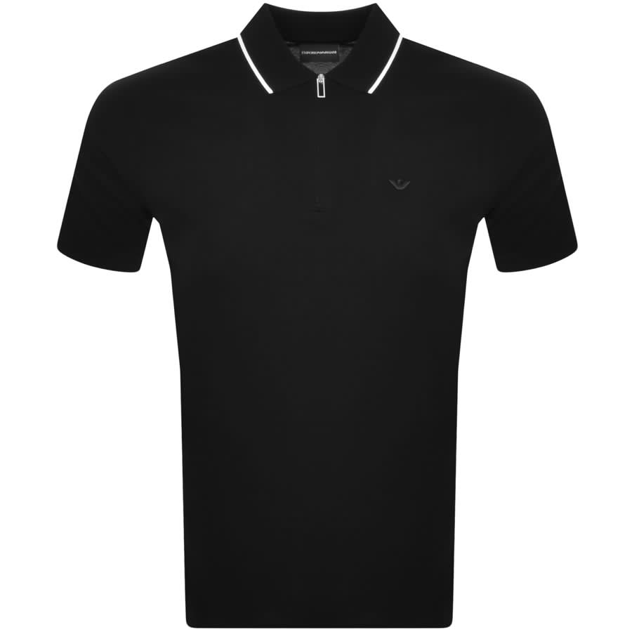 Image number 1 for Emporio Armani Half Zip Logo Polo T Shirt Black