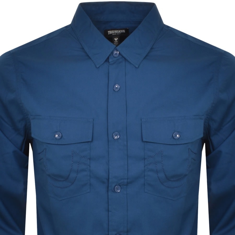 Image number 2 for True Religion Horseshoe Chambray Shirt Blue