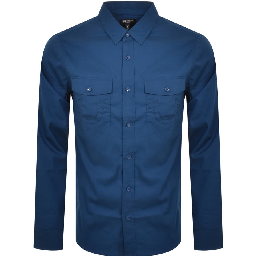 Image number 1 for True Religion Horseshoe Chambray Shirt Blue