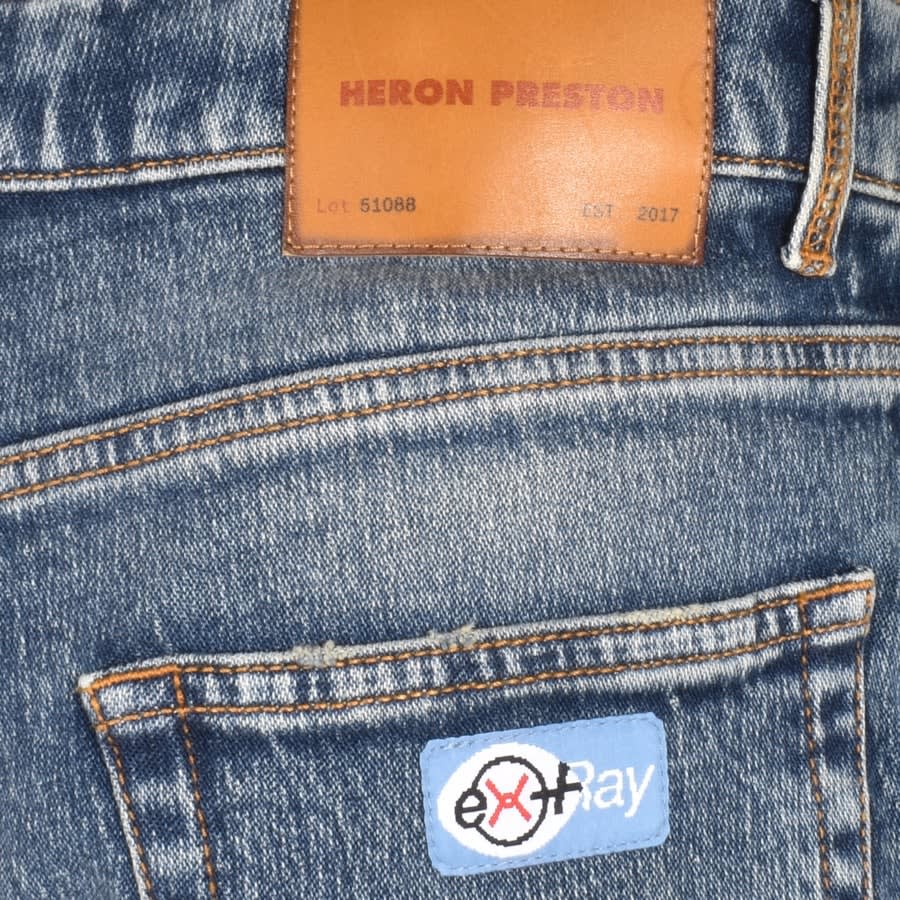 Image number 3 for Heron Preston EX Ray Mid Wash Jeans Blue