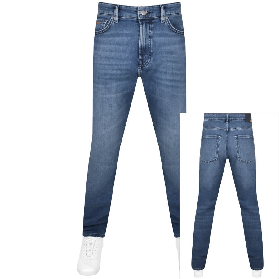 Image number 1 for BOSS Maine Regular Fit Mid Wash Jeans Blue