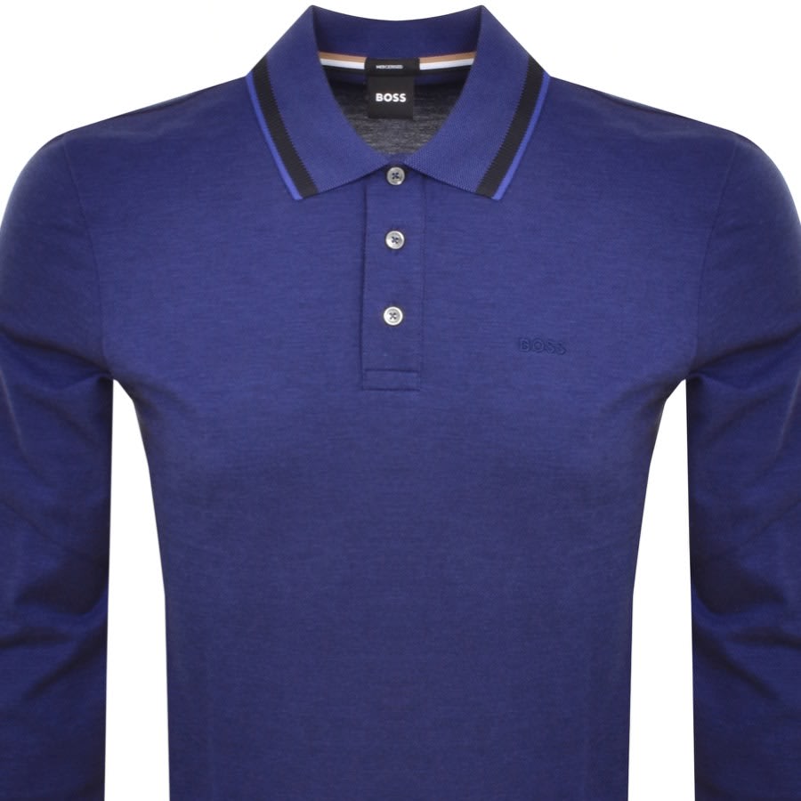 Image number 2 for BOSS Pittman Long Sleeved Polo T Shirt Purple