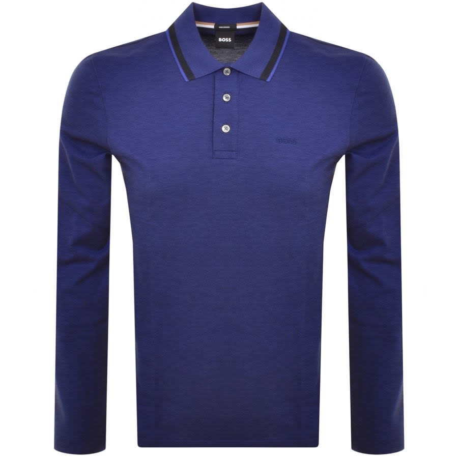 Image number 1 for BOSS Pittman Long Sleeved Polo T Shirt Purple