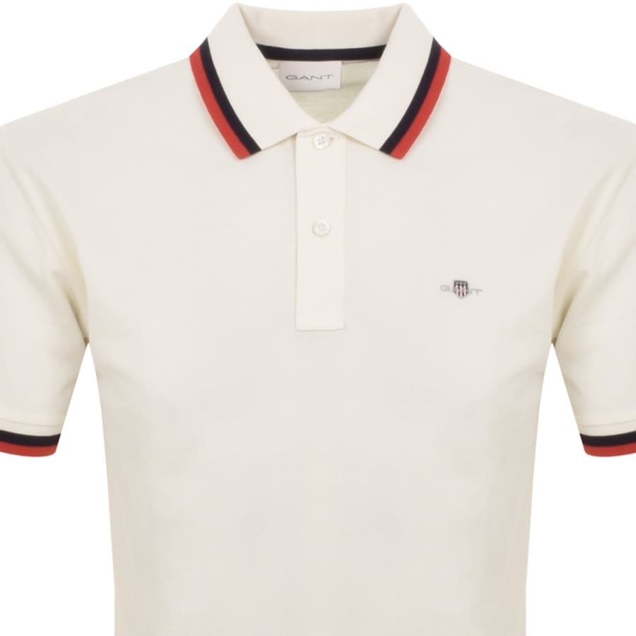 Image number 2 for Gant Collar Pique Rugger Polo T Shirt Cream