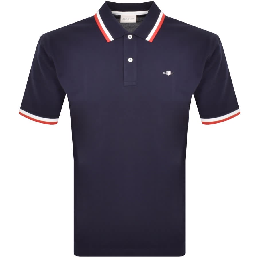 Image number 1 for Gant Collar Pique Rugger Polo T Shirt Navy