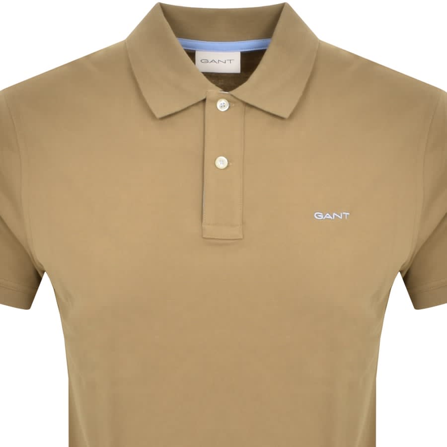 Image number 2 for Gant Collar Contrast Rugger Polo T Shirt Khaki