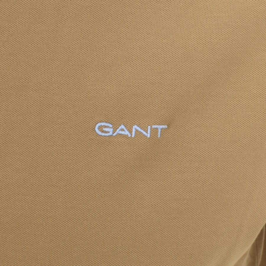 Image number 3 for Gant Collar Contrast Rugger Polo T Shirt Khaki