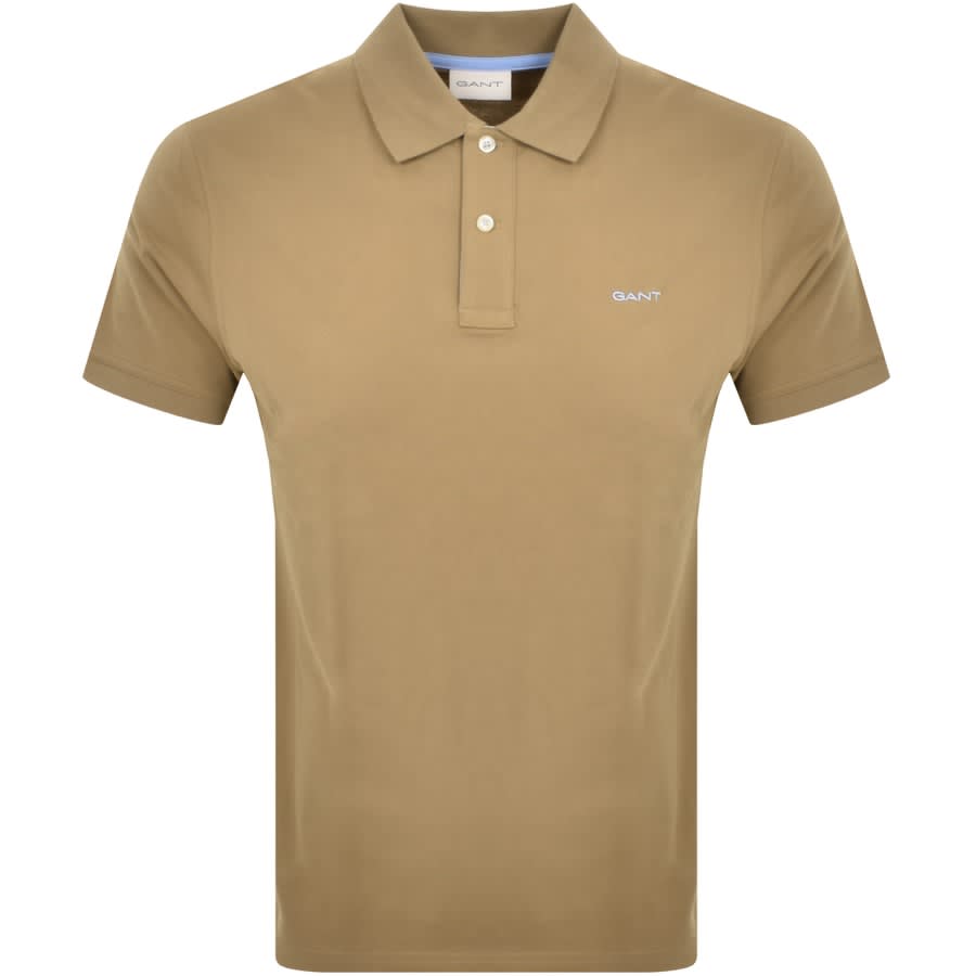 Image number 1 for Gant Collar Contrast Rugger Polo T Shirt Khaki