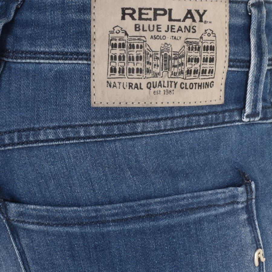 Image number 3 for Replay Anbass Slim Fit Jeans Mid Wash Blue