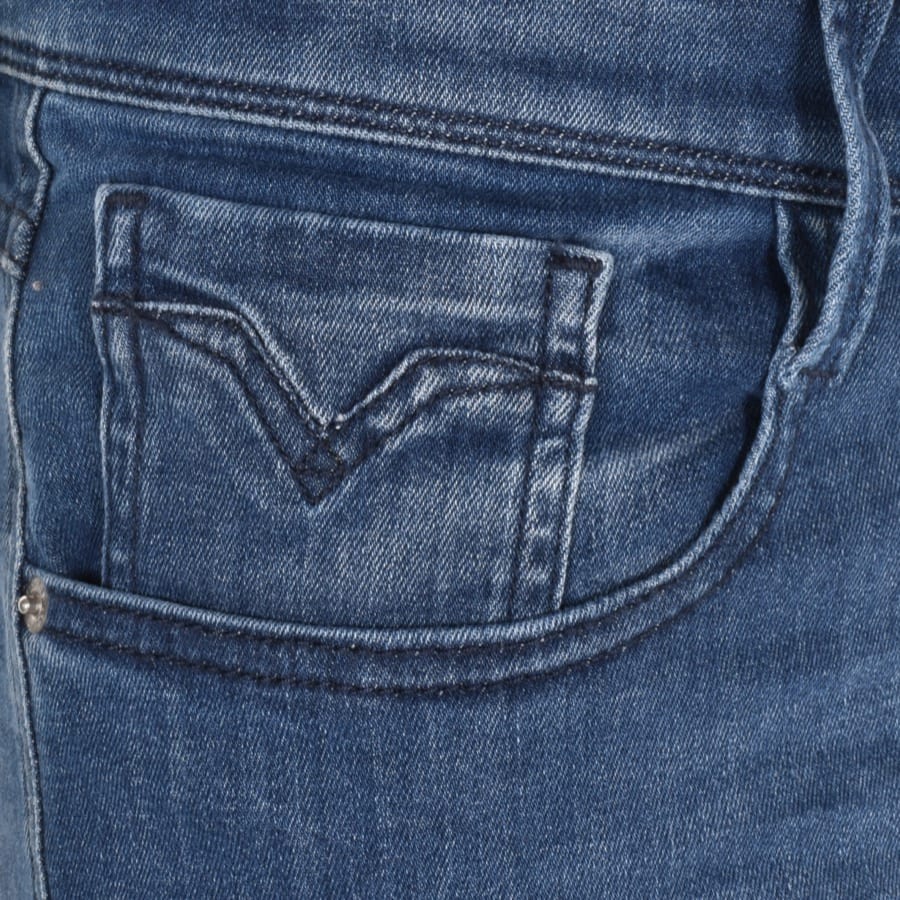 Image number 4 for Replay Anbass Slim Fit Jeans Mid Wash Blue