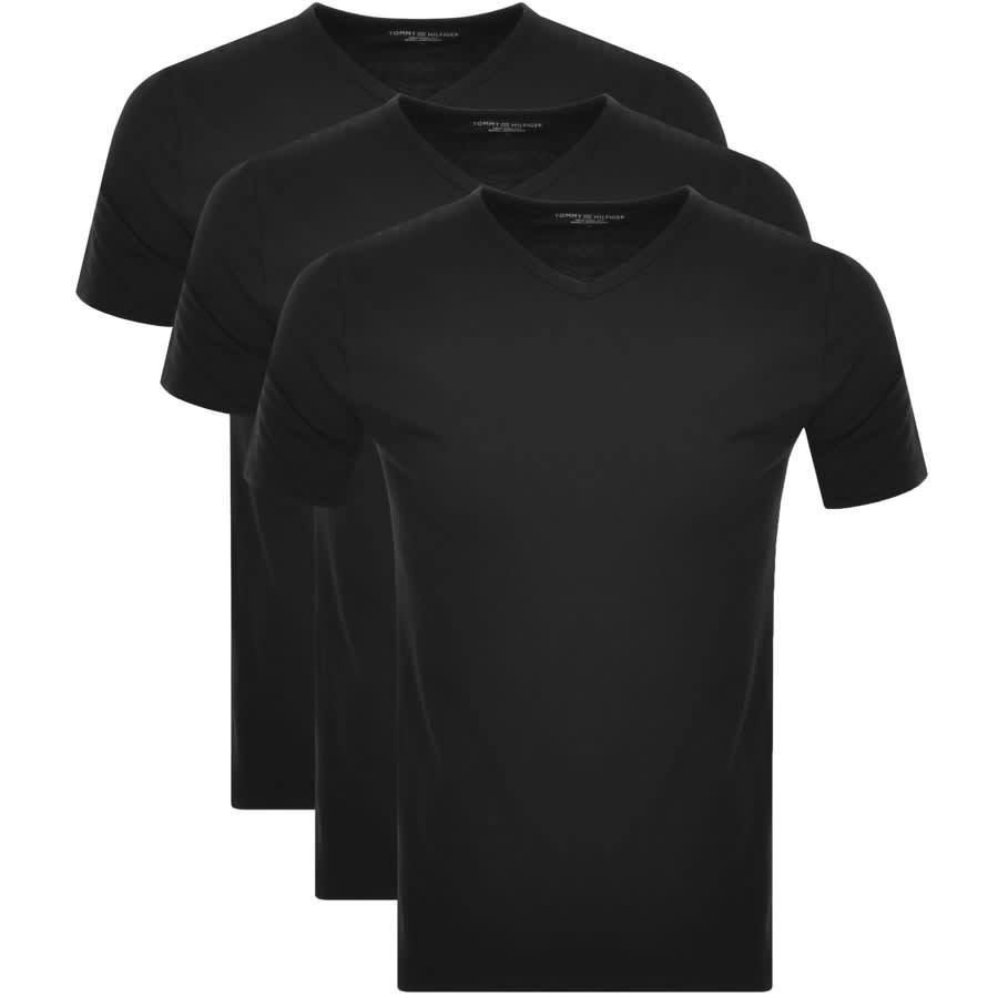 Image number 1 for Tommy Hilfiger Triple Pack V Neck T Shirts Black