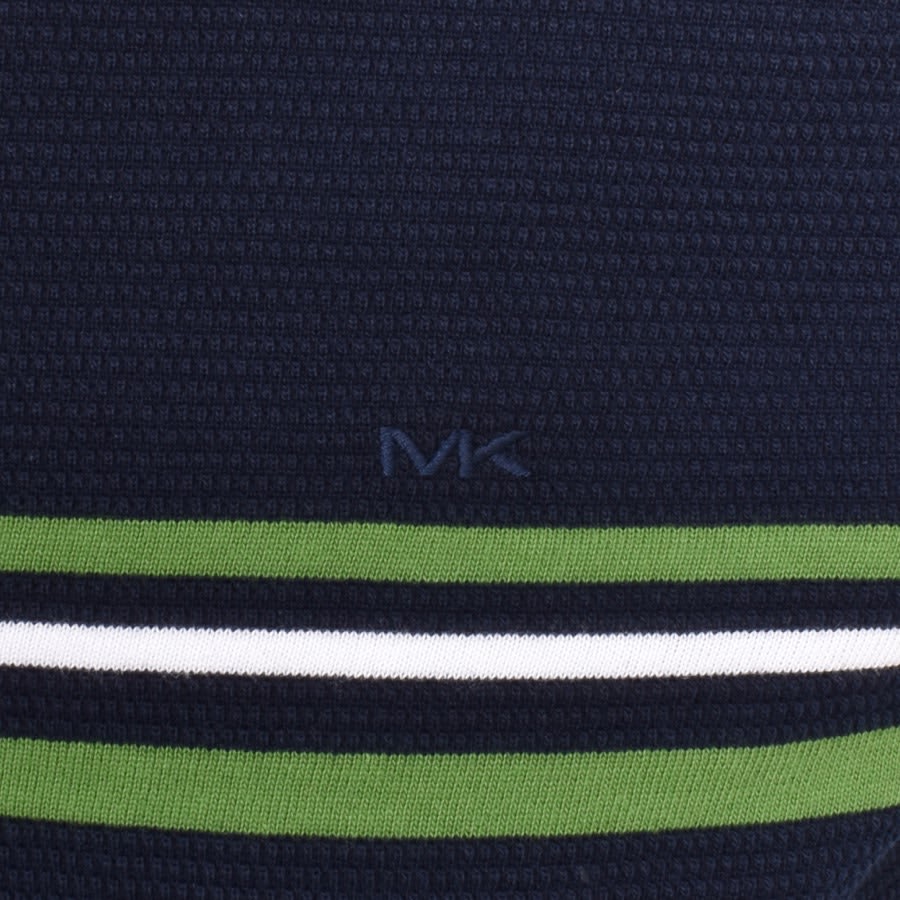Image number 3 for Michael Kors Stripe Half Zip Polo T Shirt Navy