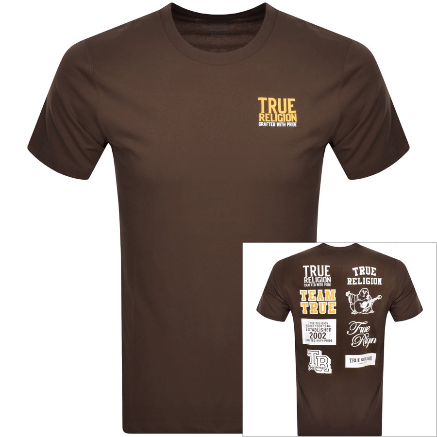 Image number 1 for True Religion Multi Logo T Shirt Brown