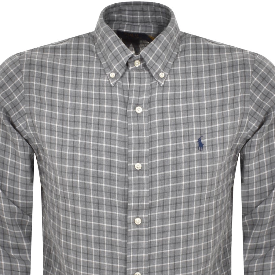 Image number 2 for Ralph Lauren Check Long Sleeved Shirt Grey