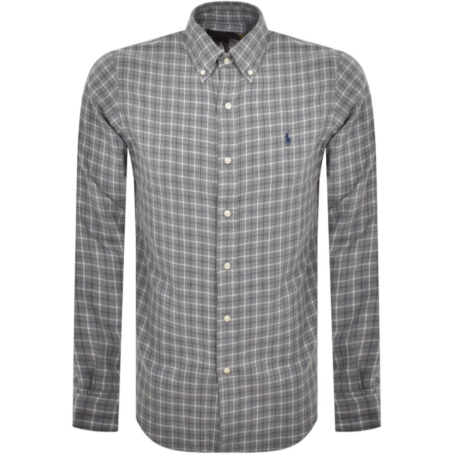 Image number 1 for Ralph Lauren Check Long Sleeved Shirt Grey