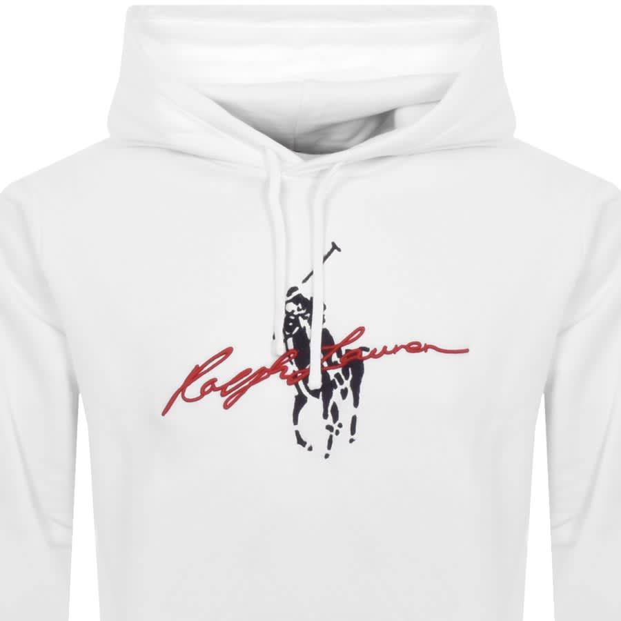Image number 2 for Ralph Lauren Pullover Logo Hoodie White