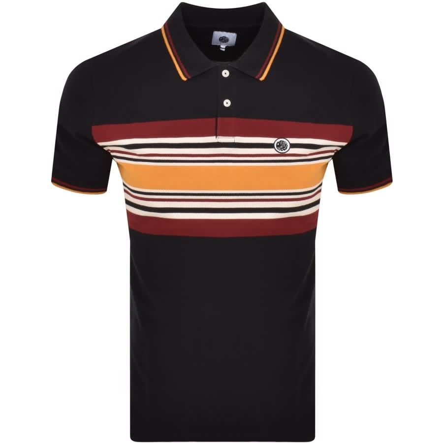 Image number 1 for Pretty Green Hollen Chest Stripe Polo T Shirt Blac