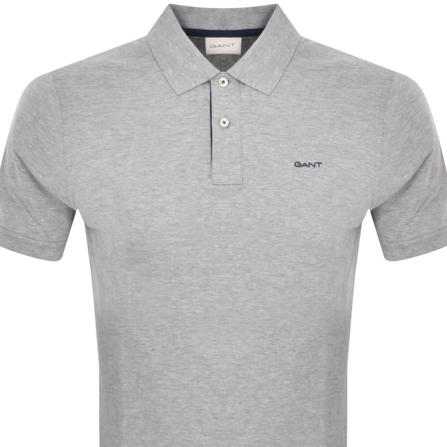 Image number 2 for Gant Collar Contrast Rugger Polo T Shirt Grey