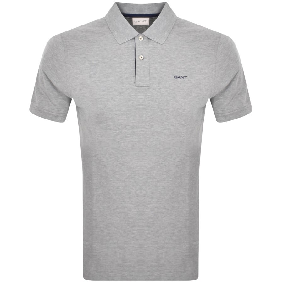 Image number 1 for Gant Collar Contrast Rugger Polo T Shirt Grey