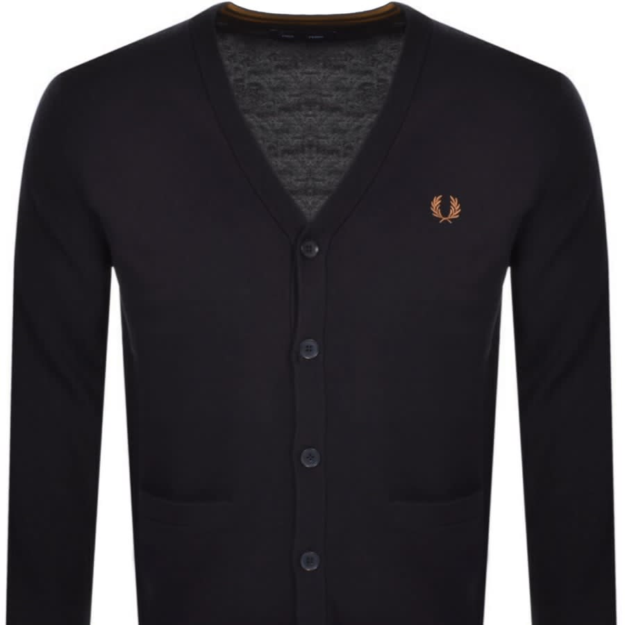 Image number 2 for Fred Perry Classic Knit Cardigan Navy