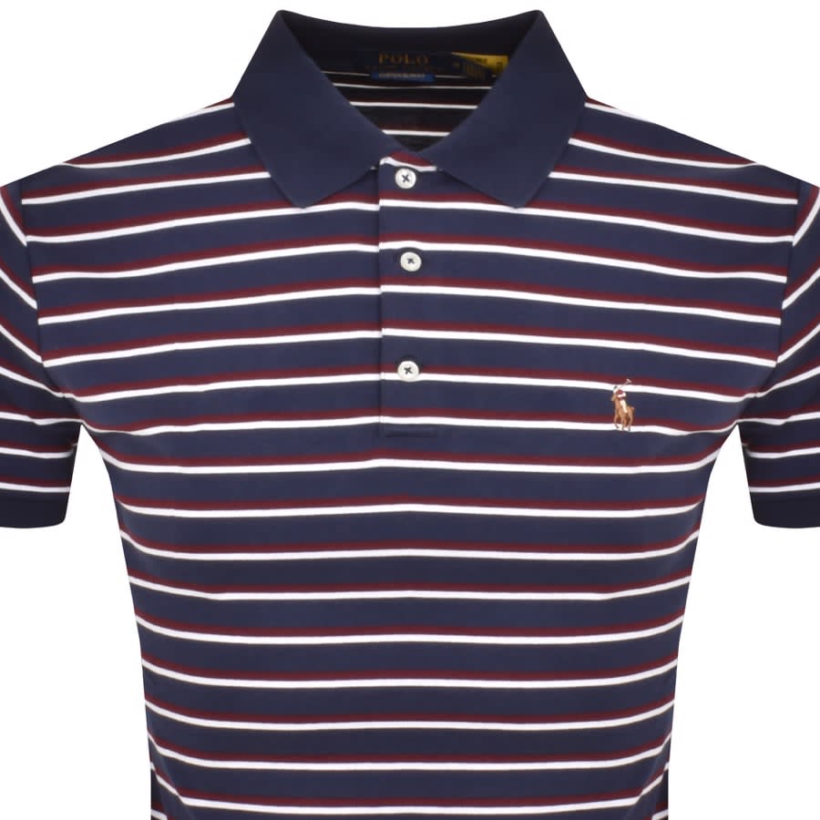 Image number 2 for Ralph Lauren Stripe Polo T Shirt Navy