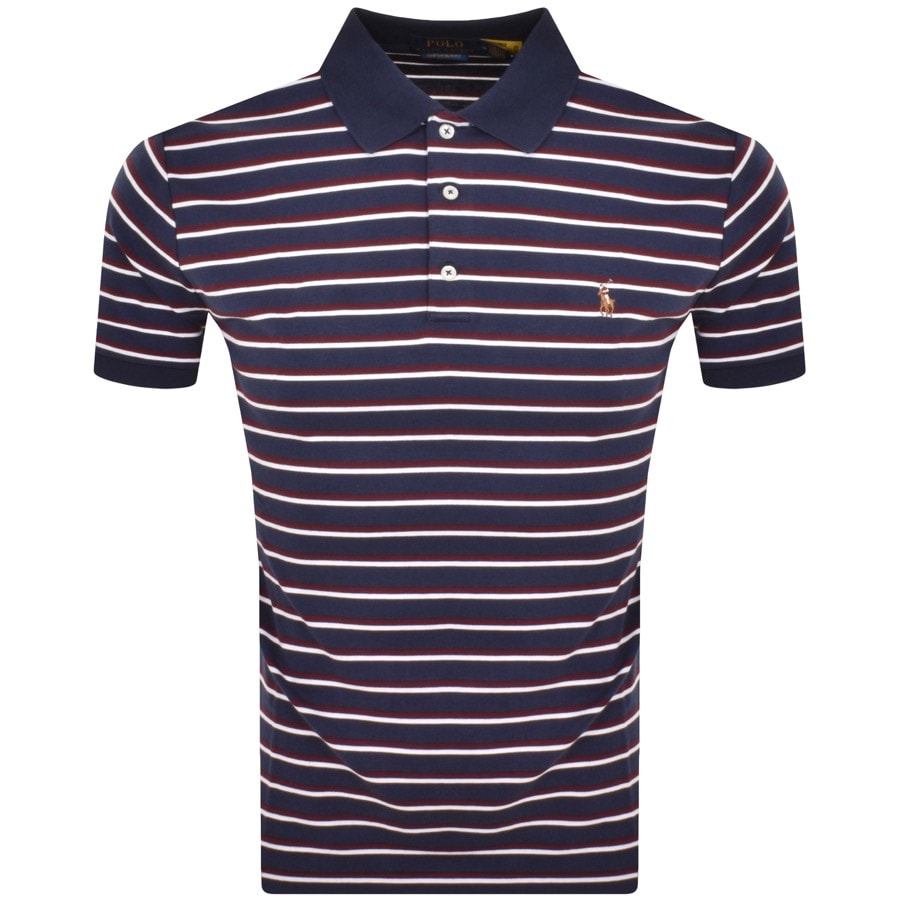 Image number 1 for Ralph Lauren Stripe Polo T Shirt Navy
