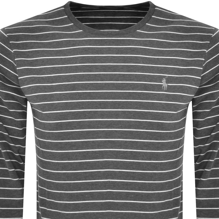 Image number 2 for Ralph Lauren Stripe Long Sleeve T Shirt Grey