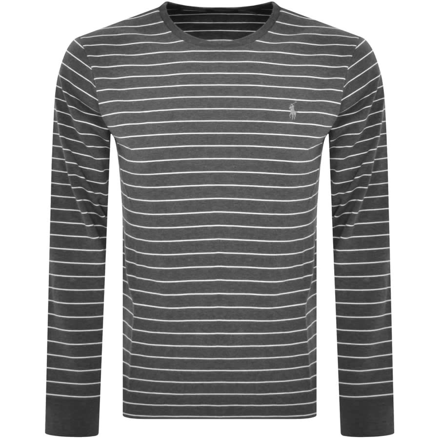 Image number 1 for Ralph Lauren Stripe Long Sleeve T Shirt Grey