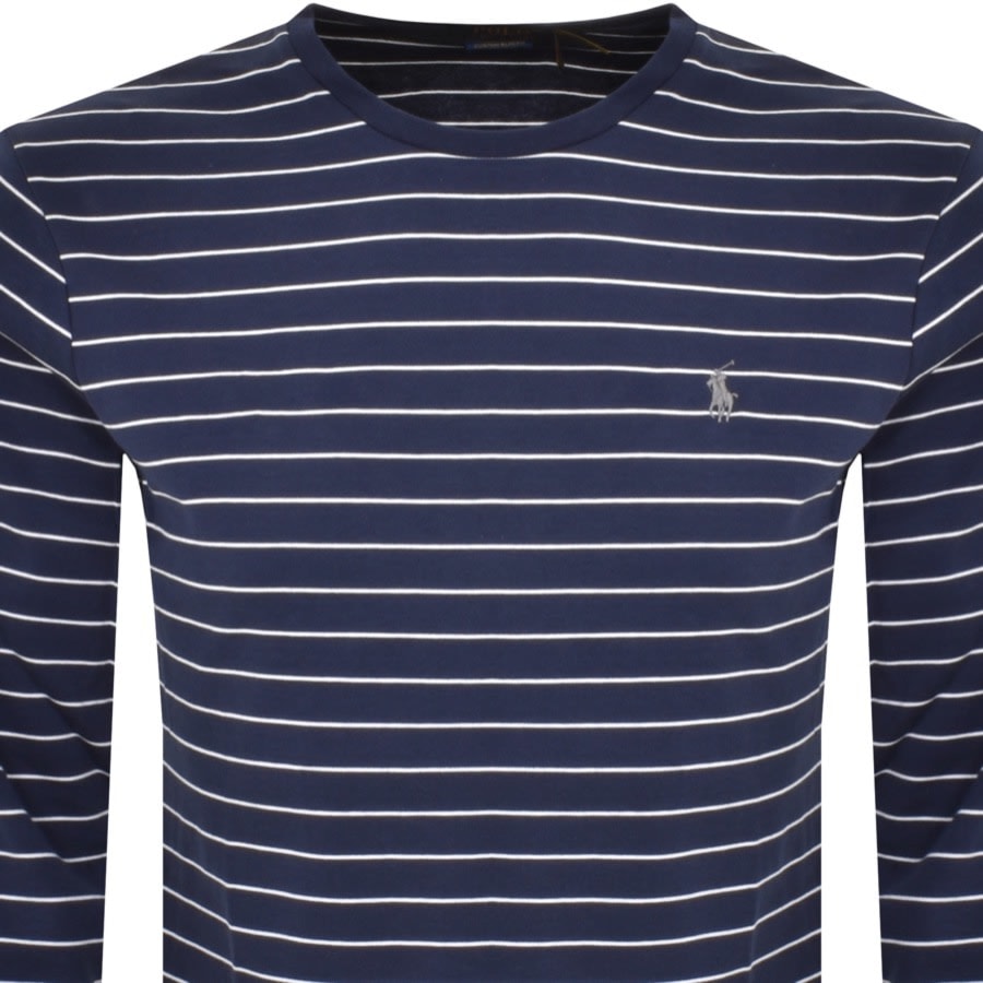 Image number 2 for Ralph Lauren Stripe Long Sleeve T Shirt Navy