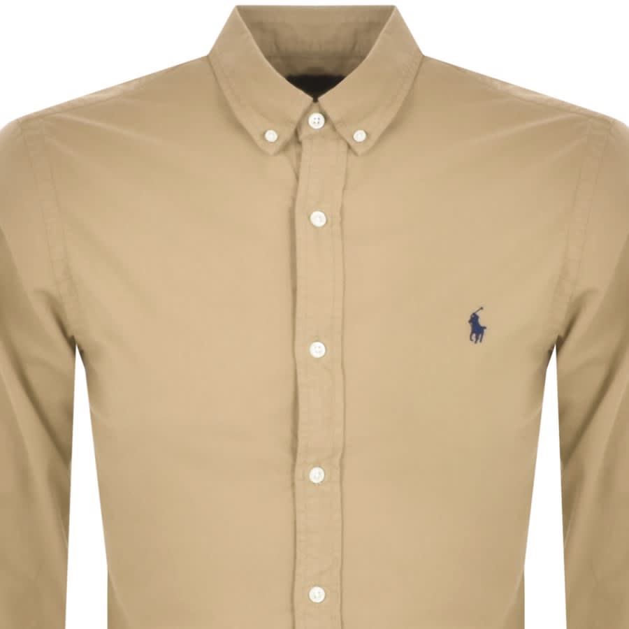 Image number 2 for Ralph Lauren Slim Fit Long Sleeved Shirt Beige