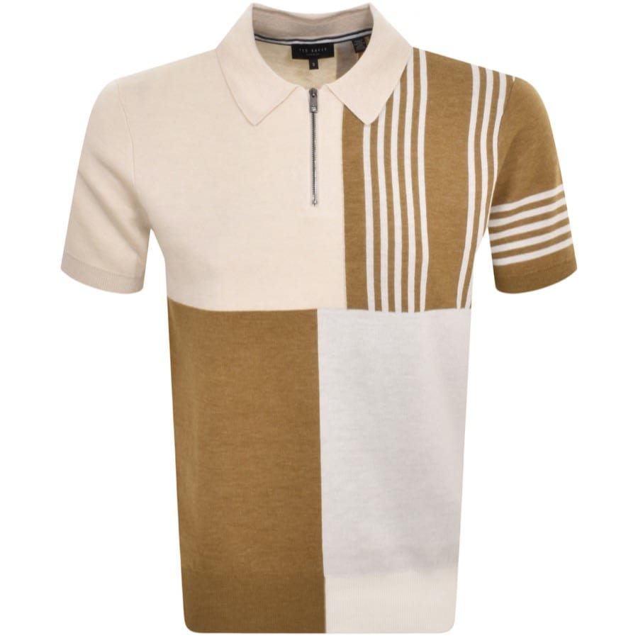 Image number 1 for Ted Baker Norez Colour Block Polo T Shirt Cream