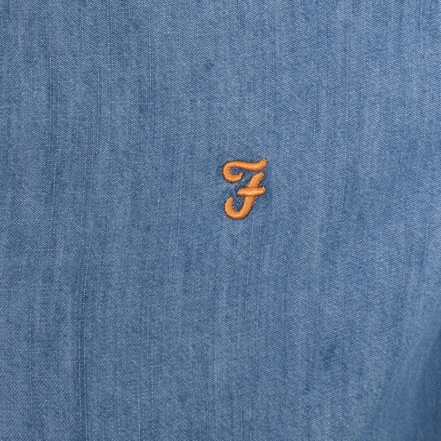 Image number 3 for Farah Vintage Brewer Denim Long Sleeve Shirt Blue