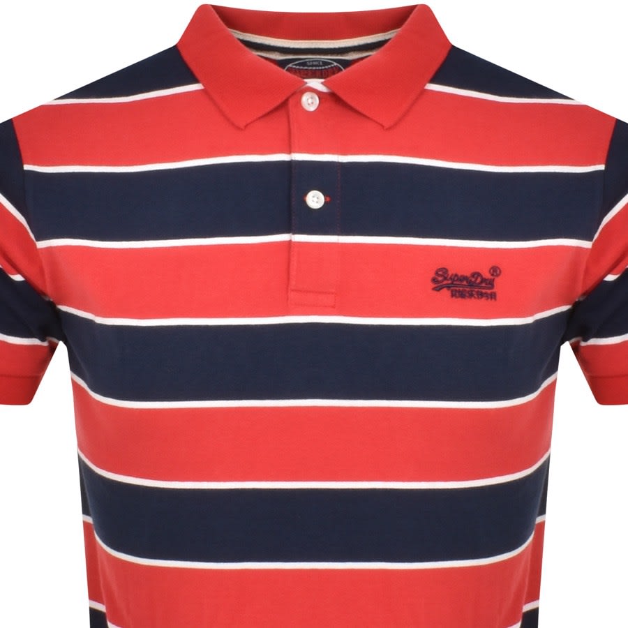 Image number 2 for Superdry Stripes Polo T Shirt Red