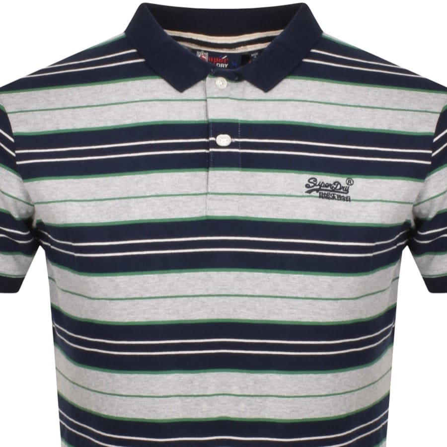 Image number 2 for Superdry Stripes Polo T Shirt Grey