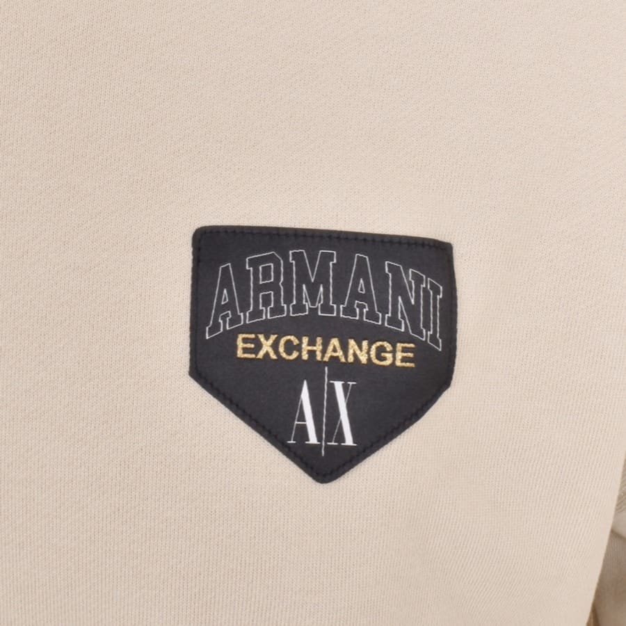 Image number 3 for Armani Exchange Logo Hoodie Beige